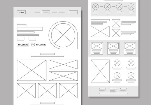 Modern Website Landing Page Line Wireframe Template