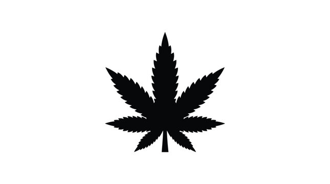Detailed black cannabis leaf silhouette graphic design element for print media and modern digital branding projects