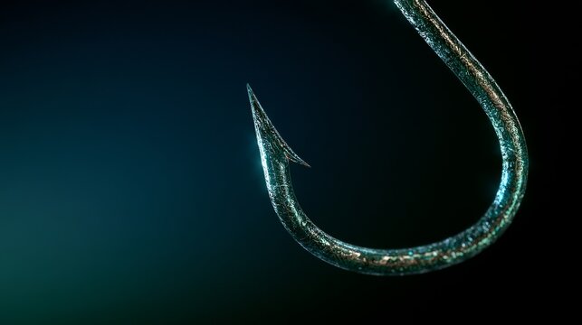 Sharp Fishing Hook Symbolizing Online Phishing Threat