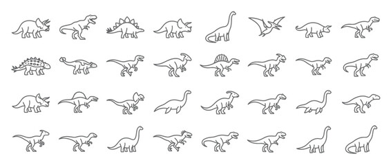 Collection of Dinosaur Icons on Transparent Background © nadinsahira