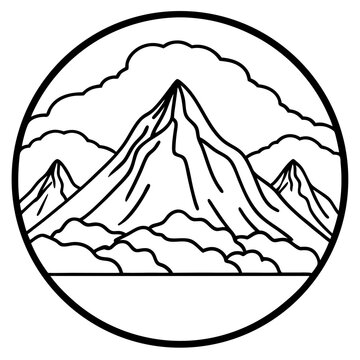 Mount Olympus line art vector