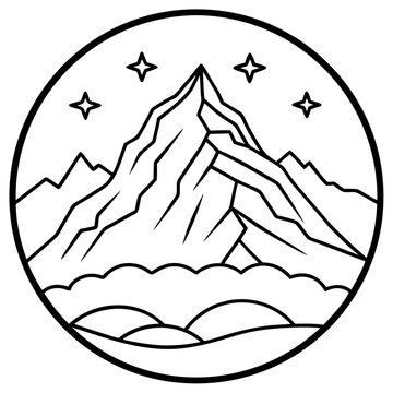 Mount Olympus line art vector