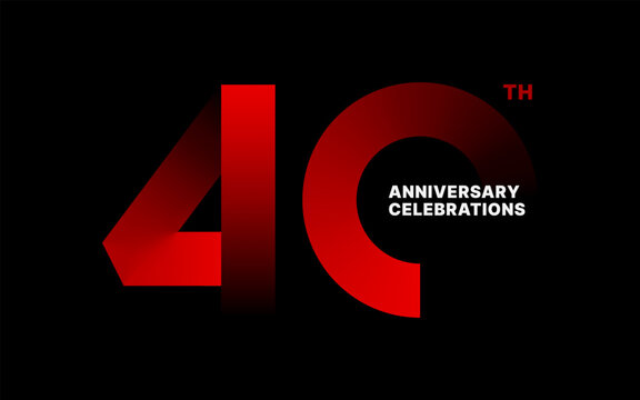 Logo design for 40th anniversary with gradients that into shadow against a black backdrop. Emblem featuring number 40 for the celebration event. 
