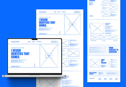 Creative Portfolio Landing Page Website Wireframe Template