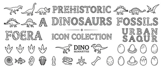 Hand-Drawn Dinosaur Icons and Fossils Collection © nazla