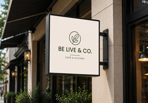 Outdoor Wall Sign Mockup for Business Logo Presentation
