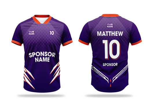 Purple Orange Geometric Sports Jersey Design Template