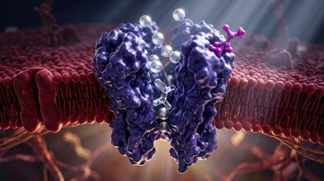 Nmda receptor inhibition, ethanol molecule blocking central transmembrane pore within glutamate channel protein embedded in lipid bilayer, preventing calcium ion cellular influx.