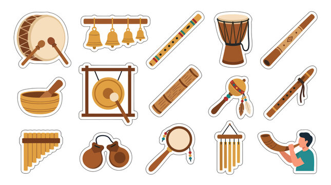 Diverse Musical Instruments Collection Vector Art, Ethnic and Traditional