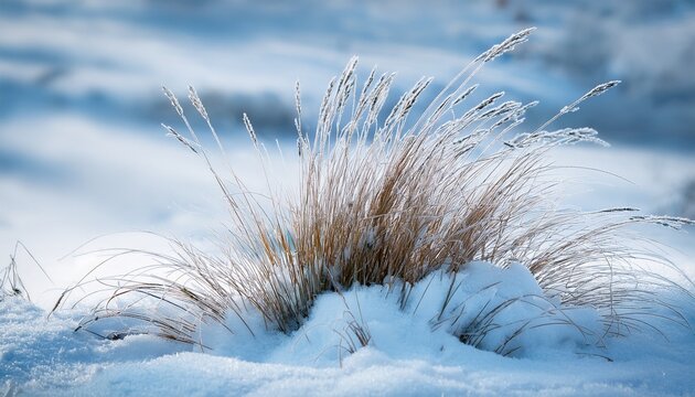Blue Gramma Grass Bouteloua Gracilis In Snow