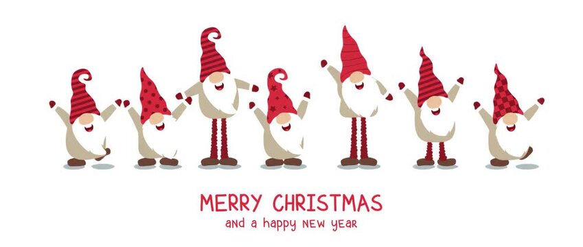 cute dancing christmas dwarf on white clean background illustrated animation