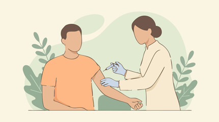 Fototapeta premium Medical Professional Administers Vaccine to Patient in Clinic Setting