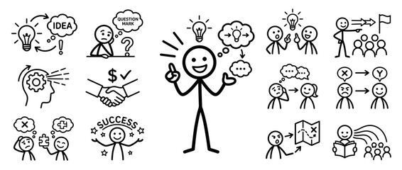 Obraz premium Concept Icons Set: Idea, Success, Teamwork, Strategy