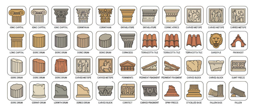 Collection of Ancient Architectural Elements Icons
