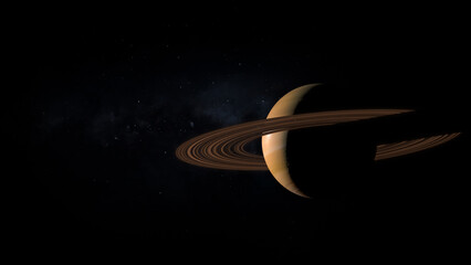 Saturn in Deep Space with Dramatic Shadows and Cinematic Lighting 3D Illustration © Cinefootage Visuals