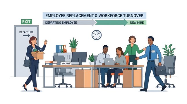 Employee Replacement and Workforce Turnover Concept in Office