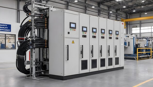 Industrial Electrical Control Panel in Modern Factory Setting