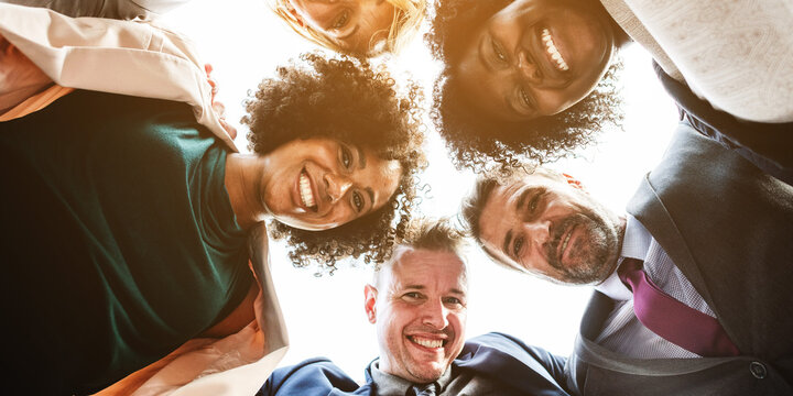 Diverse group smiling together photo