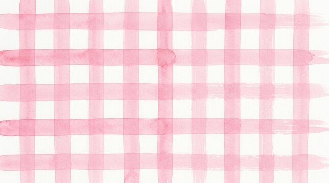 Editorial layout background featuring a pink watercolor plaid design