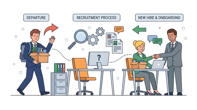 Professional Recruitment Process and Employee Onboarding Illustration