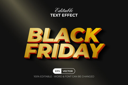 Editable Gold Text Effect Black Friday Style Theme Long Shadow.