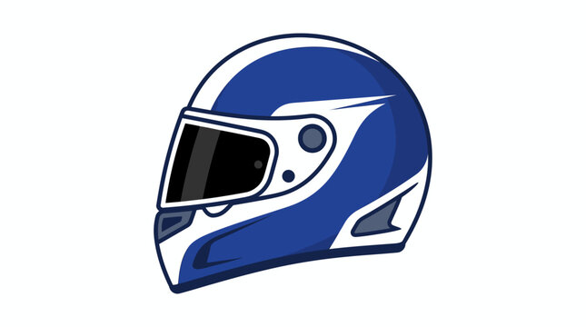 Classic Full Face Racing Helmet Vector Illustration, Vintage Style Professional Motorsport Protective Headgear for Motorcycle Drivers and Auto Racing Competitions, Safety Equipment