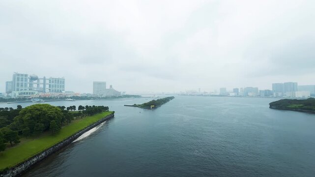 Daiba Park and Tori no Shima Across Tokyo Bay