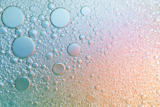 Abstract Macro Photography of Oil and Water Drops Background
