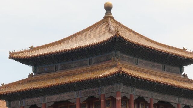 Title: Traditional Imperial Palace Roof Inside the Forbidden City in Beijing, China