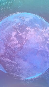 Animation of network of connections over globe on blue background