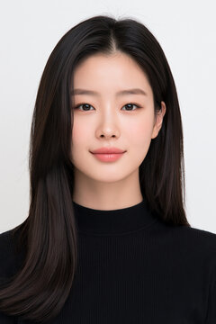 Studio Portrait Of Woman In Black Turtleneck Knit Sweater