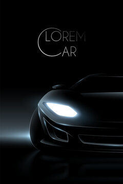 Car silhouette in lines with light effects