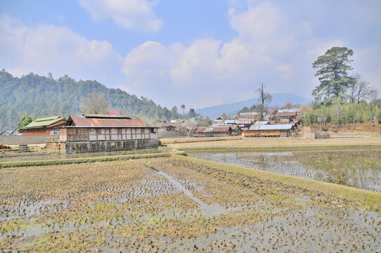 The Apatani people village ethnic group who live in the Ziro valley of Arunachal Pradesh's Lower Subansiri region in India