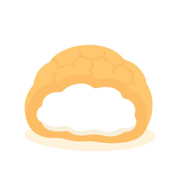 Golden Cream Puff Illustration Design with Decorative Accents