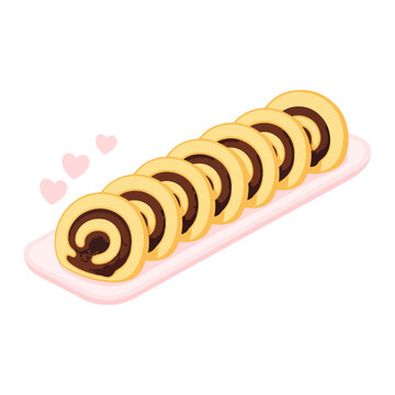 Chocolate Swiss Roll Set Illustration Design
