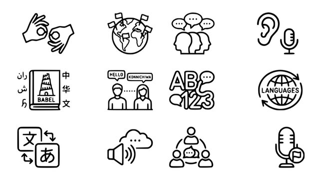Communication and Language Icons Set