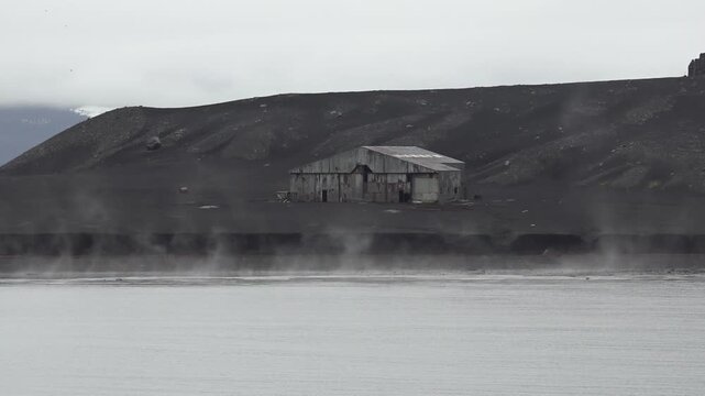 Abandoned Whaling Station Building at Whalers Bay, Deception Island, Antarctica