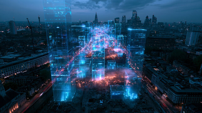 Smart City Digital Twin with Holographic Skyscrapers