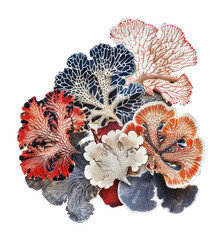 Obraz premium PNG Colorful coral reef illustration with ornate marine flora