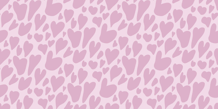 Soft pink heart-shaped organic pattern with delicate tonal motifs, creating a playful romantic surface texture for fashion and stationery. Vector illustration