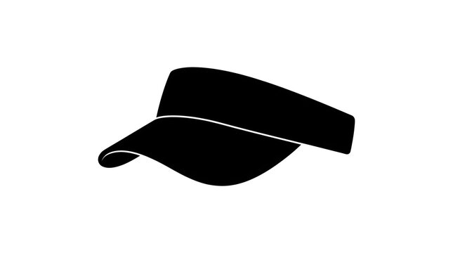 Solid black silhouette of a sports sun visor cap. Great for summer fashion, tennis or golf apparel icons, and outdoor sports accessory designs.