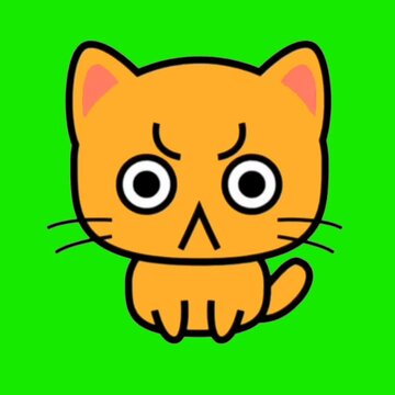 Angry Orange Cat with Frown and Big Eyes, Mad Kitten Cartoon Emoticon Illustration