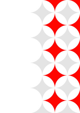 Red and grey circle petal pattern mid century modern design