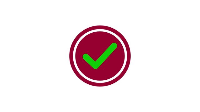 Green Tick Mark Animation, Correct Answer or Task Completed Sign, on a white background 4k video.