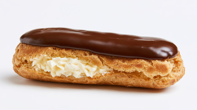 eclair with chocolate glaze and cream filling
