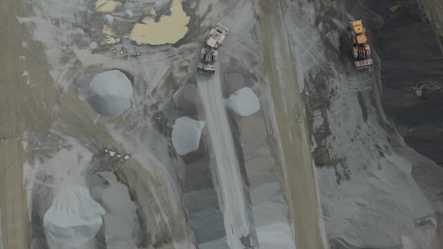 Montrose, Australia - 27 August 2026: Aerial view of Boral Montrose quarry with heavy machinery operating on piles of gravel and sand.
