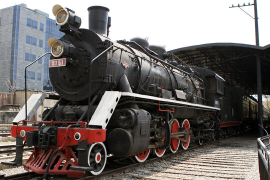 Historic Steam Locomotive 0751 in Beijing Railway District