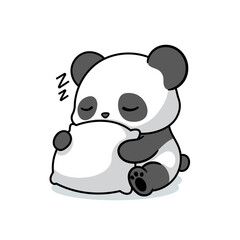 cute panda hugging pillow cartoon © garistipis