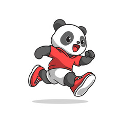 running cute panda cartoon © garistipis