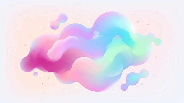 Abstract Colorful Cloud Shape on Light Background With Vibrant Purple Blue Green Pink Gradients